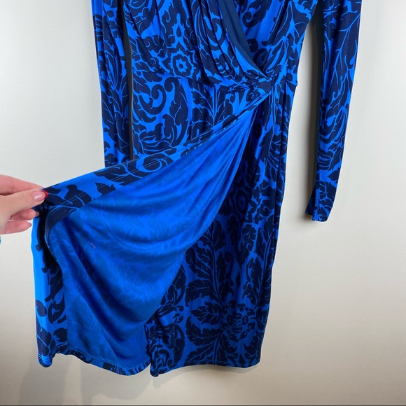 Boden Women’s Henrietta Faux Wrap Printed Dress Long Sleeve size 12L - Picture 4 of 5